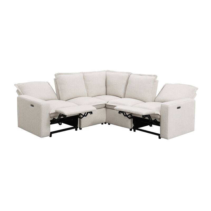 89.76'' L-Shaped 5-Seater Sectional Sofa with Power Recliner Chair, USB Charging, and Plush Home Theater Comfort