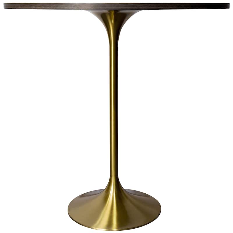 LeisureMod Verve 36" Round Dining Table with MDF Wood TableTop and Brushed Gold Base for Kitchen & Dining Room