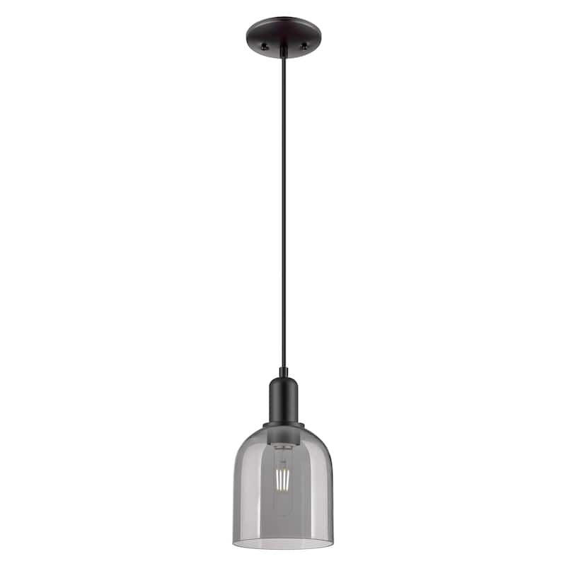 Innovations Lighting Endless Possibilities Arcadia - Bella - 1 Light 6" Cord Hung Mini Pendant - Matte Black/Light Smoke