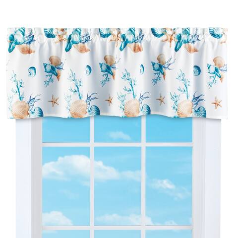 Charming Coastal Blue Lagoon Printed Window Valance - 6.250 x 4.500 x 0.250