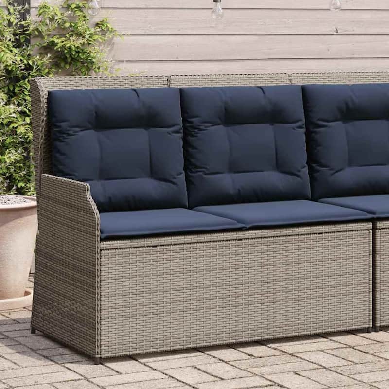 vidaXL Garden Bench with Cushion Brown Poly rattan - 26 x 43 x 37