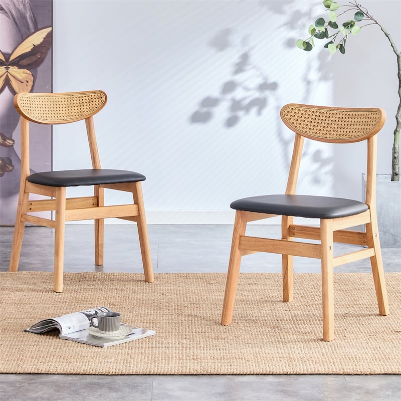 The Stylish And Durable Solid Wood Dining Chair,PU Cushion,Set of 2 - Wood