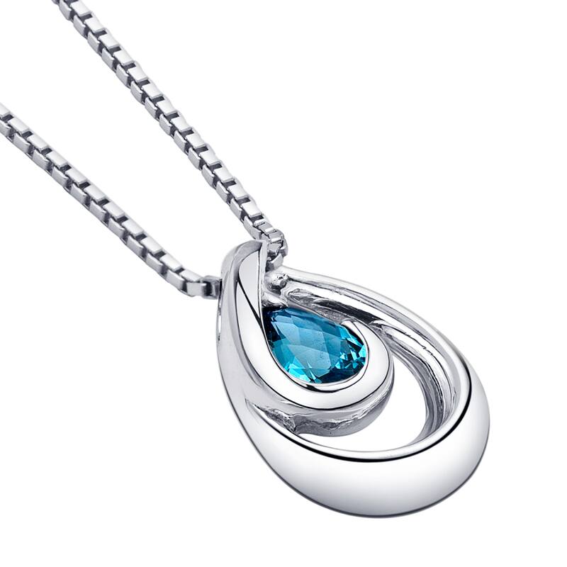 0.75 ct London Blue Topaz Pendant in Sterling Silver