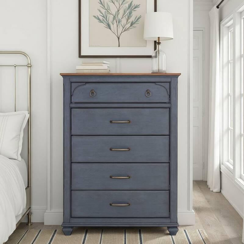 Bridgevine Home Americana Chest, No Assembly Required, Corduroy Blue Finish