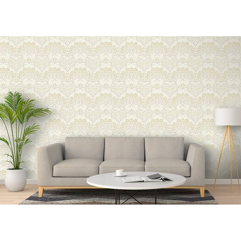 Arthouse Penelope Light Yellow Floral Damask Wallpaper