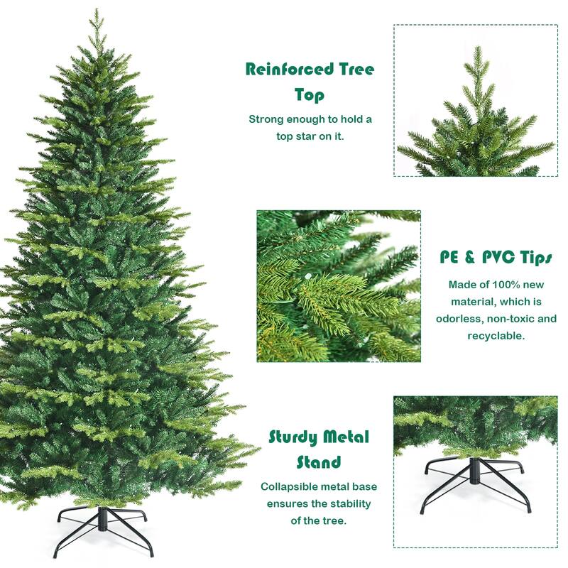 8 ft Pre-lit Artificial Hinged Christmas Tree with APP Controlled LED Lights