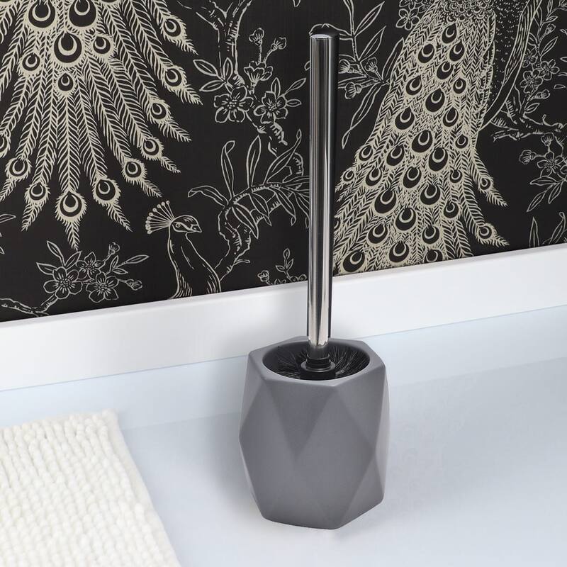 Diamond Bathroom Accessory Set 4-Pieces Gray