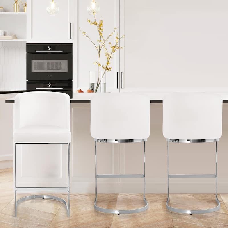 26" Upholstered Bar Stools, Counter Height Stools - 18.11"W x 19.69"D x 37.4"H