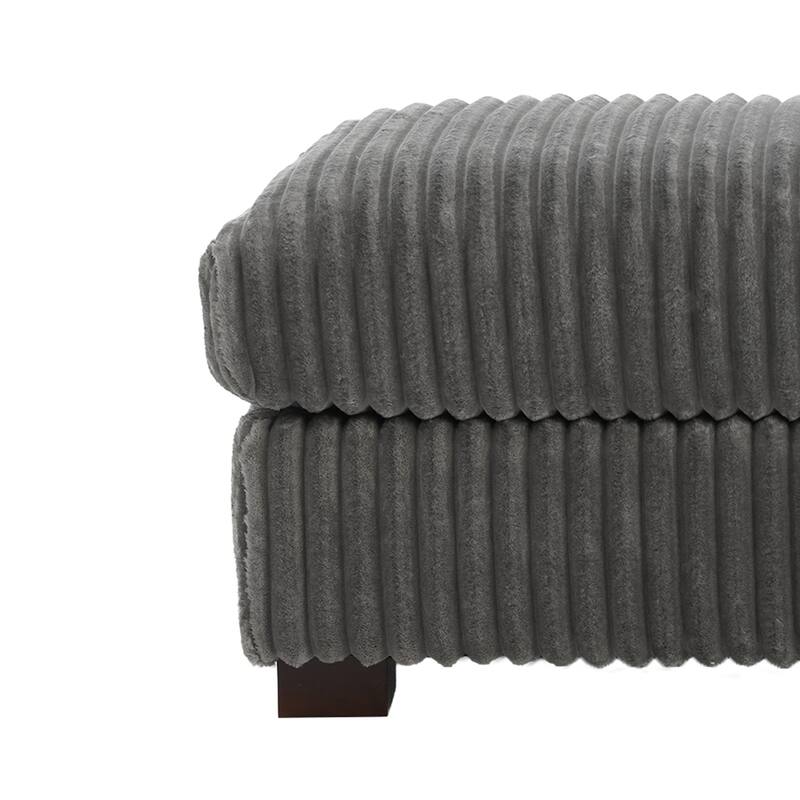 Modern Interior Rectangle Faux Fur Ottoman