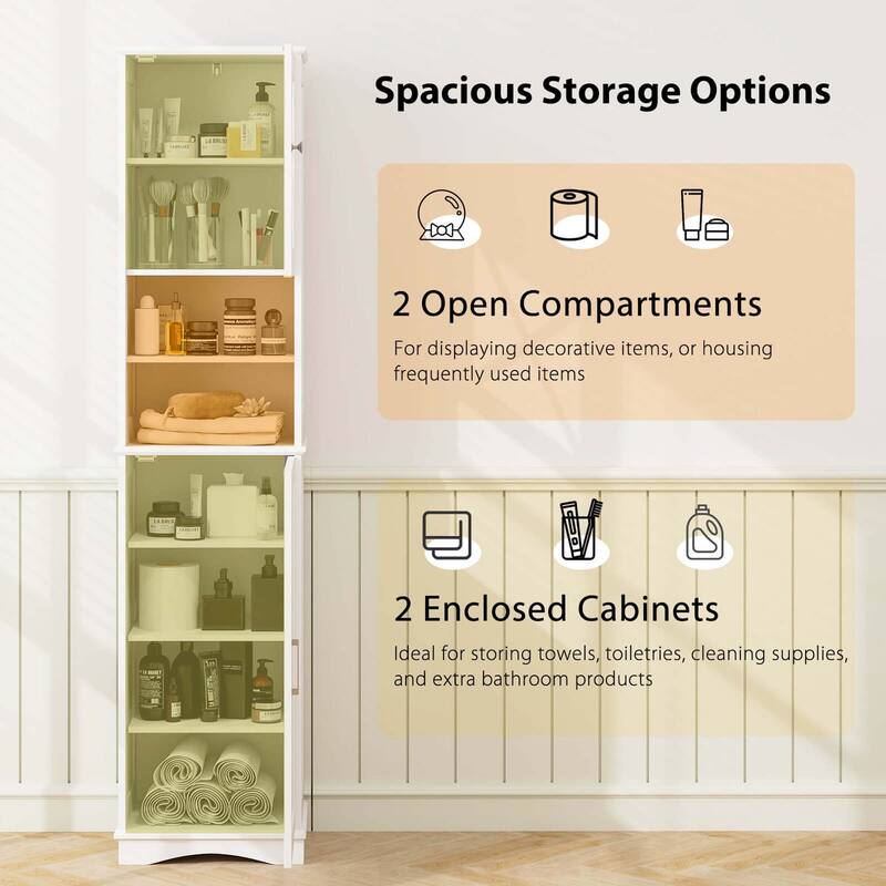 Costway 67" Tall Bathroom Cabinet Freestanding Storage Cabinet with 5 - See Details
