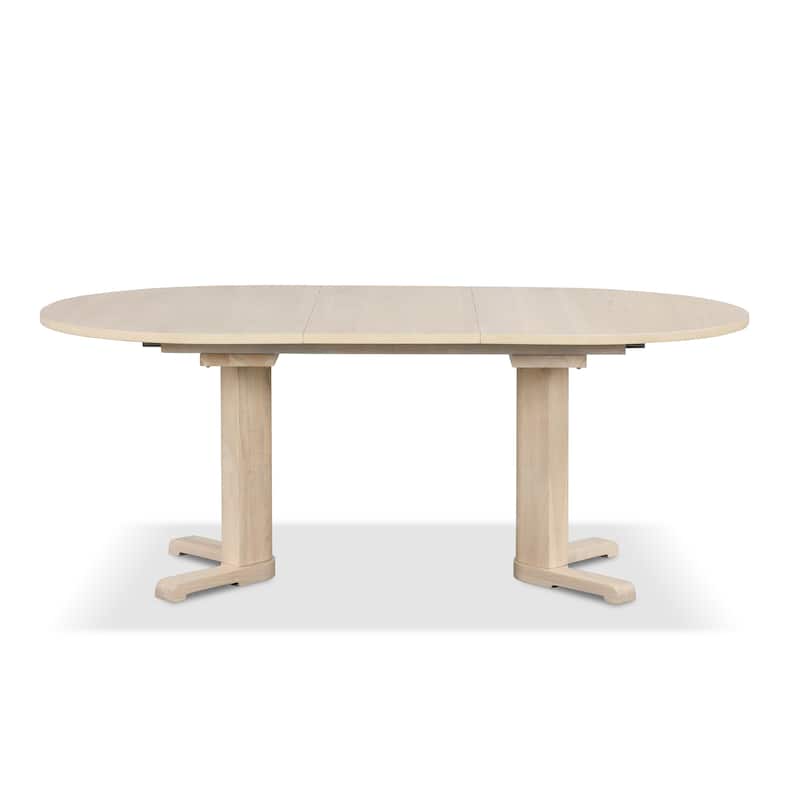 Furniture of America Zailen Mid-Century Modern White Oak 78-inch Solid Wood Expandable Dining Table