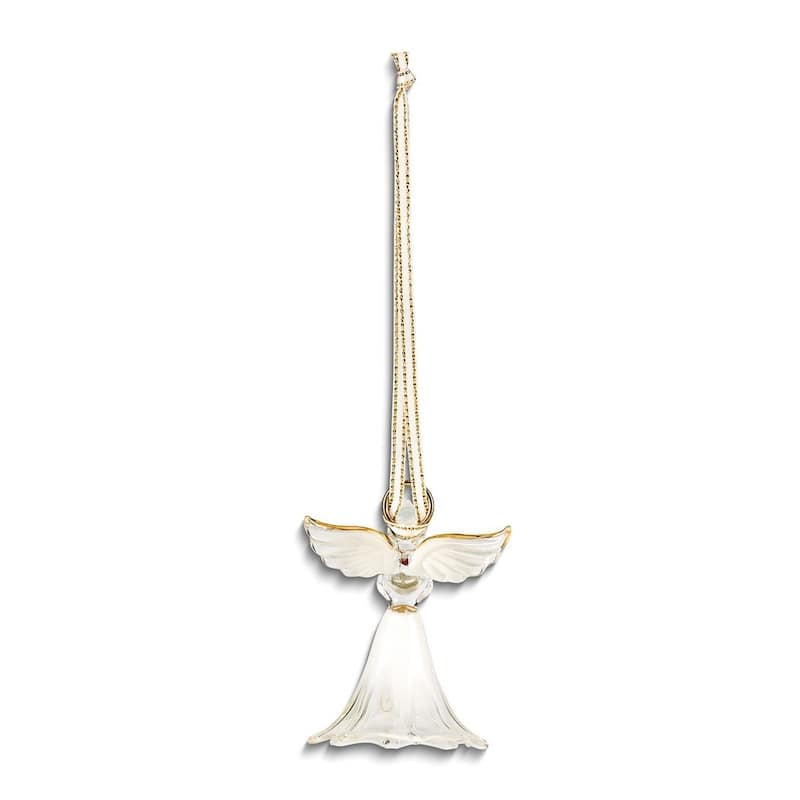 Curata Angel with Red Crystal Heart Glass Figurine Ornament