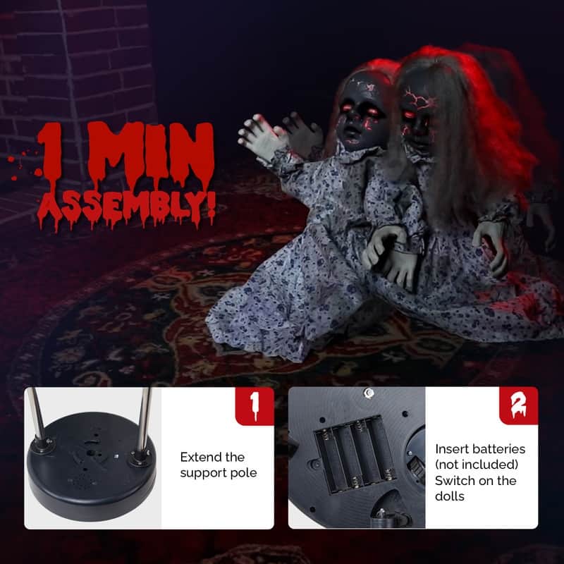 2.8Ft Animatronic Girls Doll Sound Activated Halloween Decorations