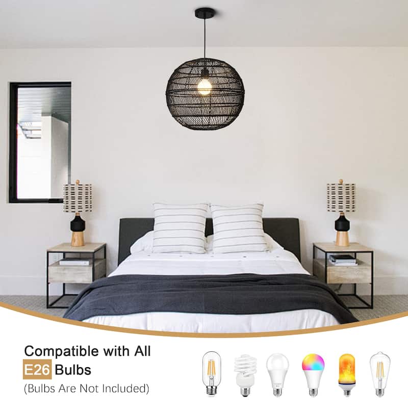 Hand-woven Rattan Pendant Light for - W17.9' X H 16.14' - N/A