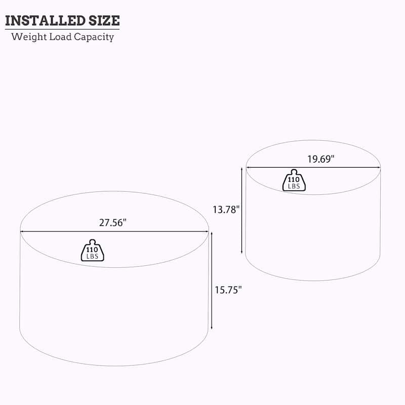 Nested Round Coffee Table Set with Burl Wood, 2-Piece Living Room Sofa Table Accent Table with Hidden Storage