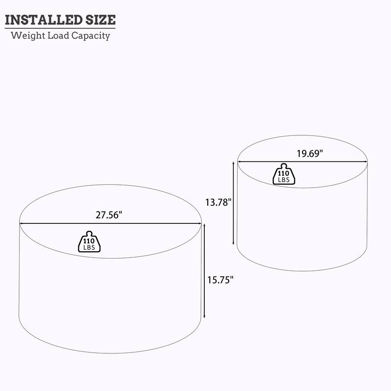 Nesting Coffee Table with Storage for Living Room, Modern Round Wooden Table Set of 2, Accent Side Tables for Small Spaces