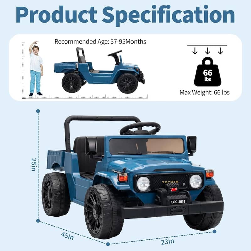 12V Licensed Toyota Electric Car Toy Ride on Truck for Best Kids Gift