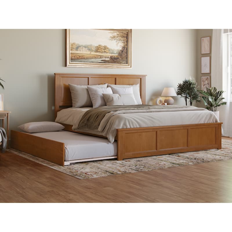 AFI Madison Platform Bed with Matching Footboard & Trundle - Light Toffee - King
