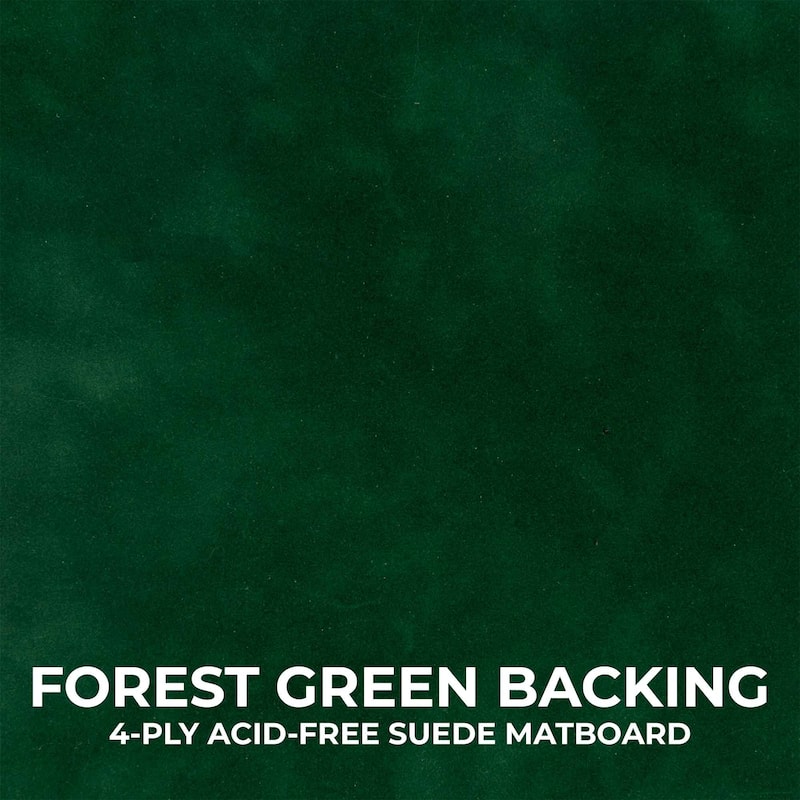 8x12 Shadow Box Frame Textured Black Wood Includes a Forest Green Real Suede Texture Acid-Free Backing Board