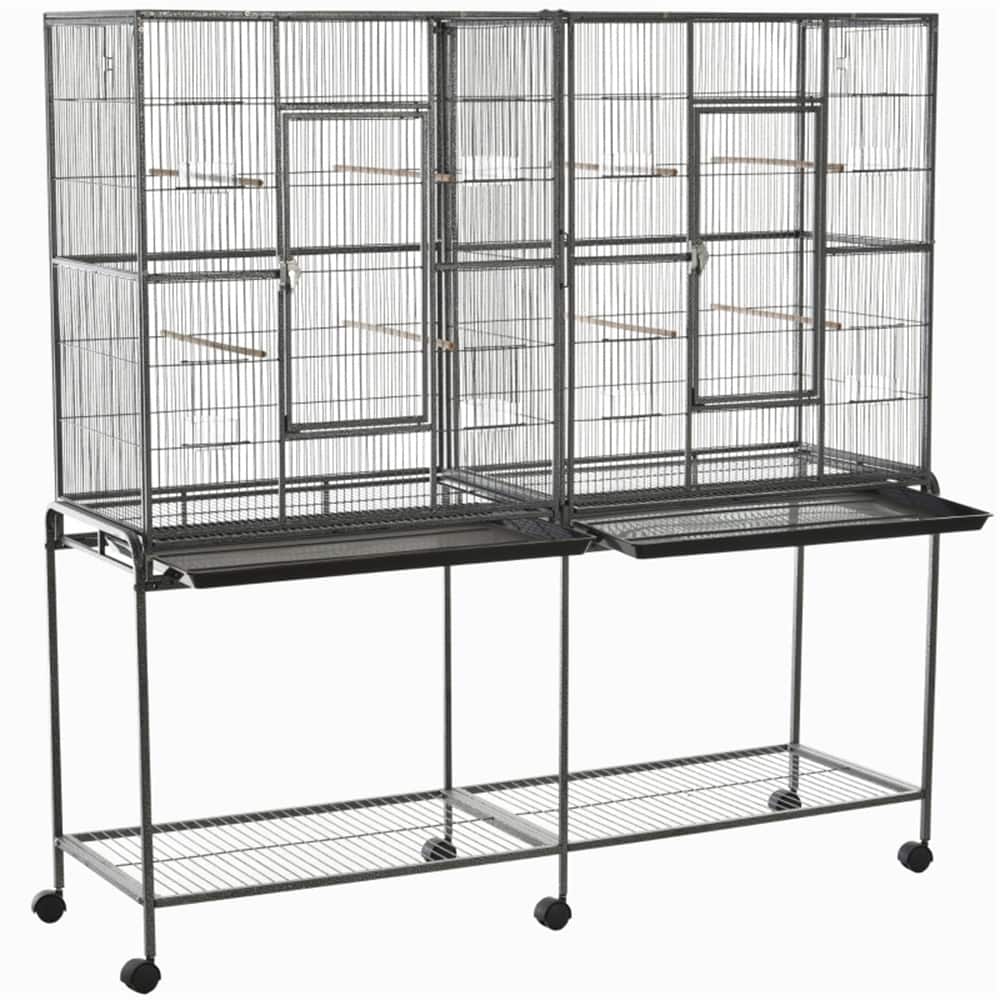 Spacious Metal Bird Cage with Perches, Food Containers & Storage Shelf Ideal for Small to Medium Birds