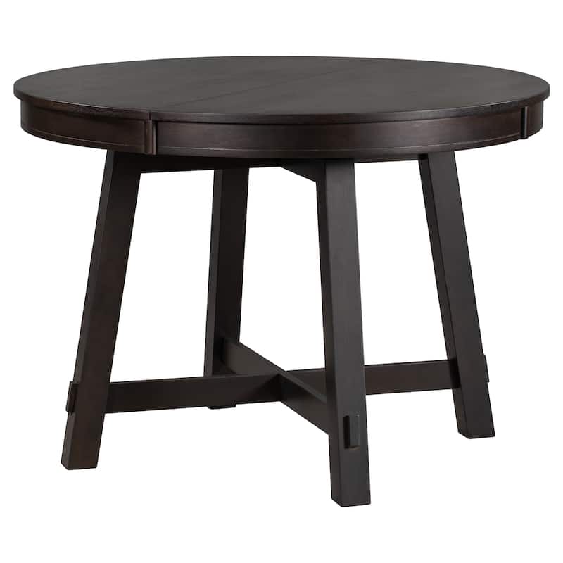 Farmhouse Round Extendable Dining Table with 16" Leaf - Elegant Wood Kitchen Table