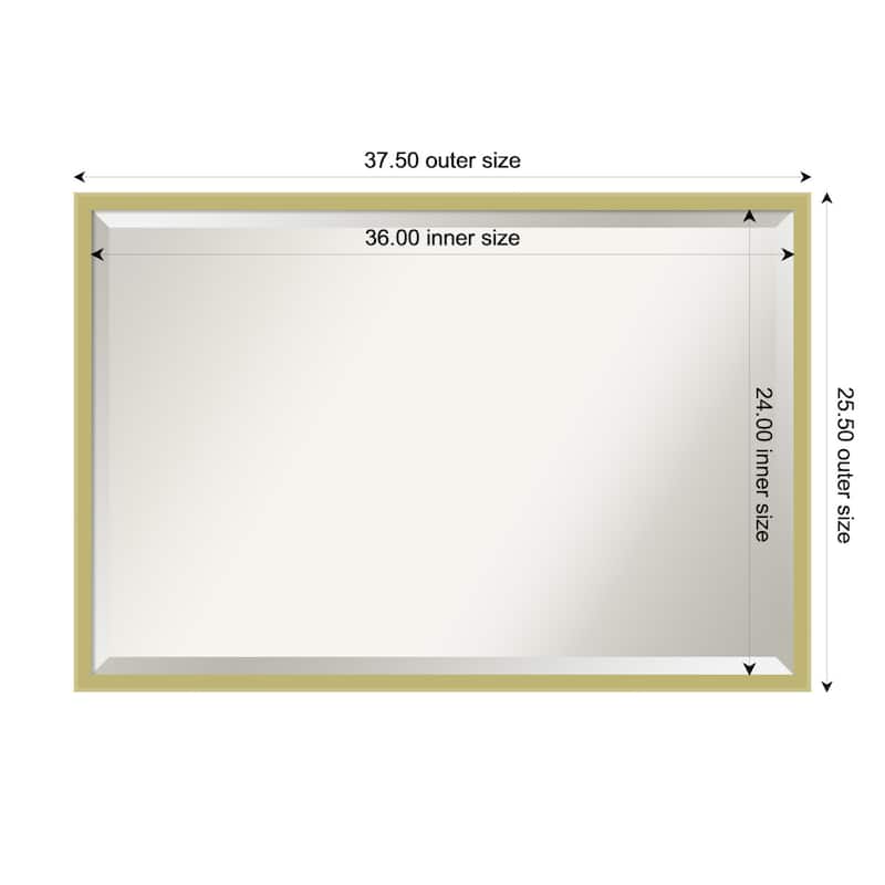 Incline Beveled Wood Framed Wall Mirror - 38 x 26 in - Incline Light Gold