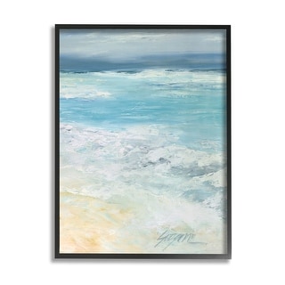 Stupell Modern Beach Waves Abstract Shore Framed Giclee Art by Suzanne ...