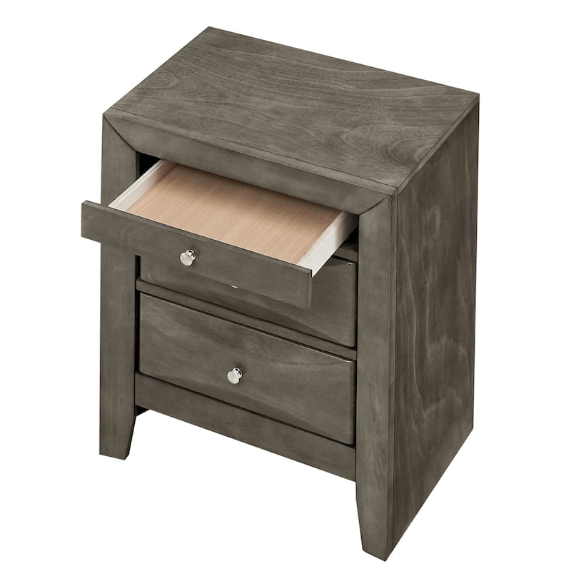 Grey Nightstand 28x23x17 Contemporary Bedside Table with Three Drawers, Durable Modern Bedroom Storage and Organization