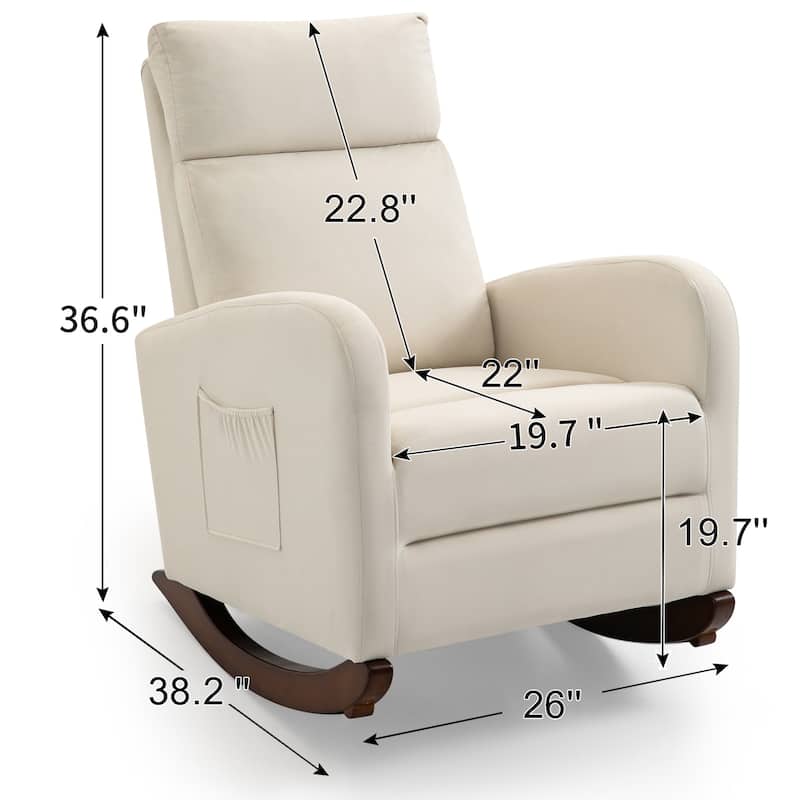 AVAWING Mid Century Nursery Rocking Chair Upholstered Velvet High Back Armchair