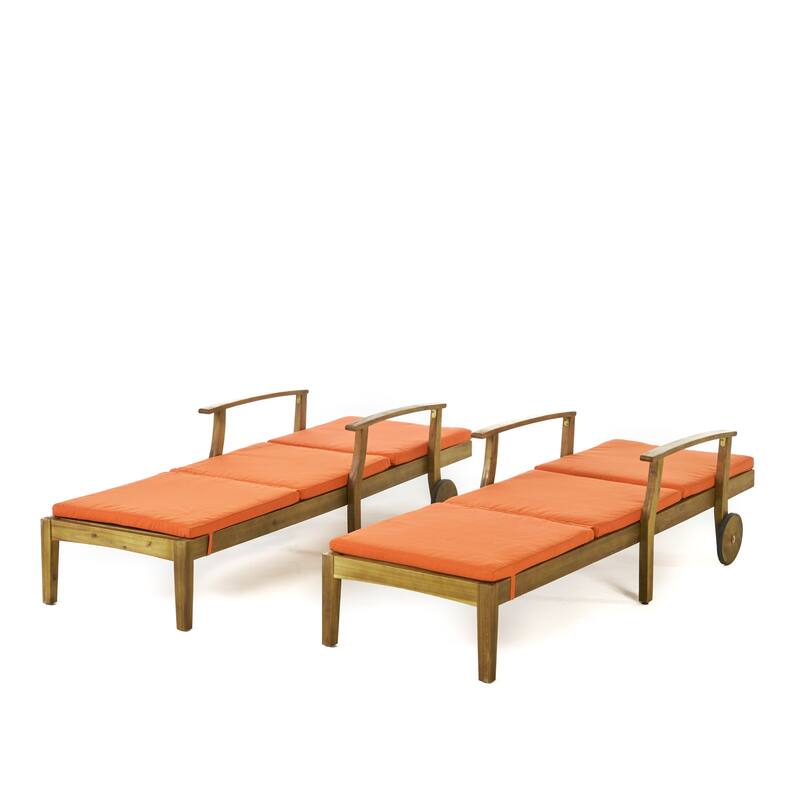 Perla Acacia Wood Chaise Lounge (Set of 2) by Christopher Knight Home