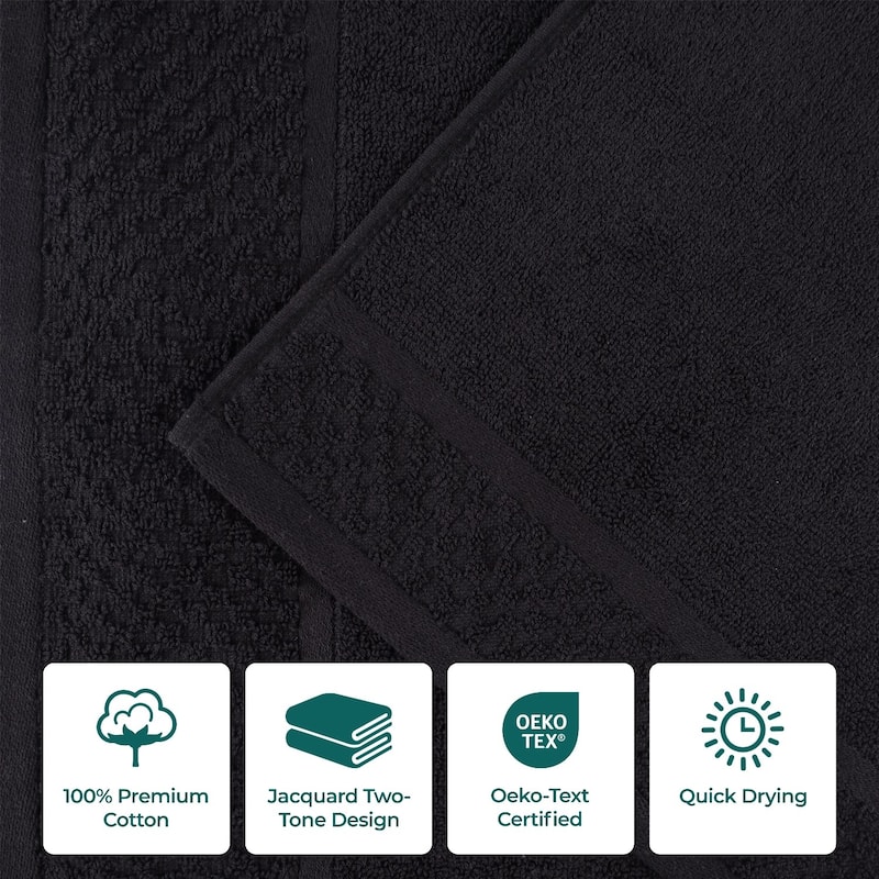 Superior Lodie Cotton Plush Absorbent Jacquard Solid 3 Piece Towel Set