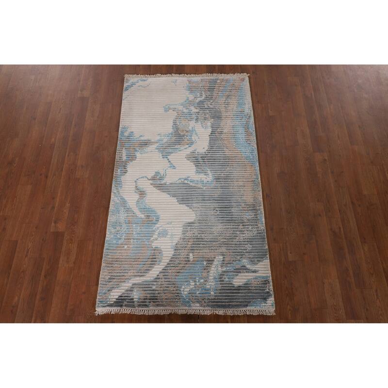 Modern Accent Rug Hand-Knotted Abstract Wool Carpet - 3'0"x 5'2"