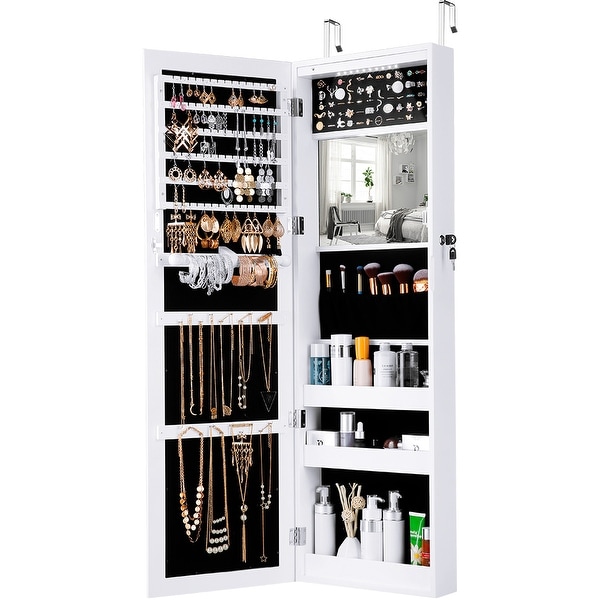 Shop Langria Mirrored Jewelry Armoire With 10 Automatic Led Lights