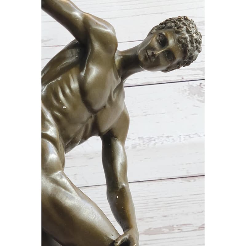 Vintage Grand Tour Bronze Sculpture Of Discus Thrower Discobolos Myron Lost Wax