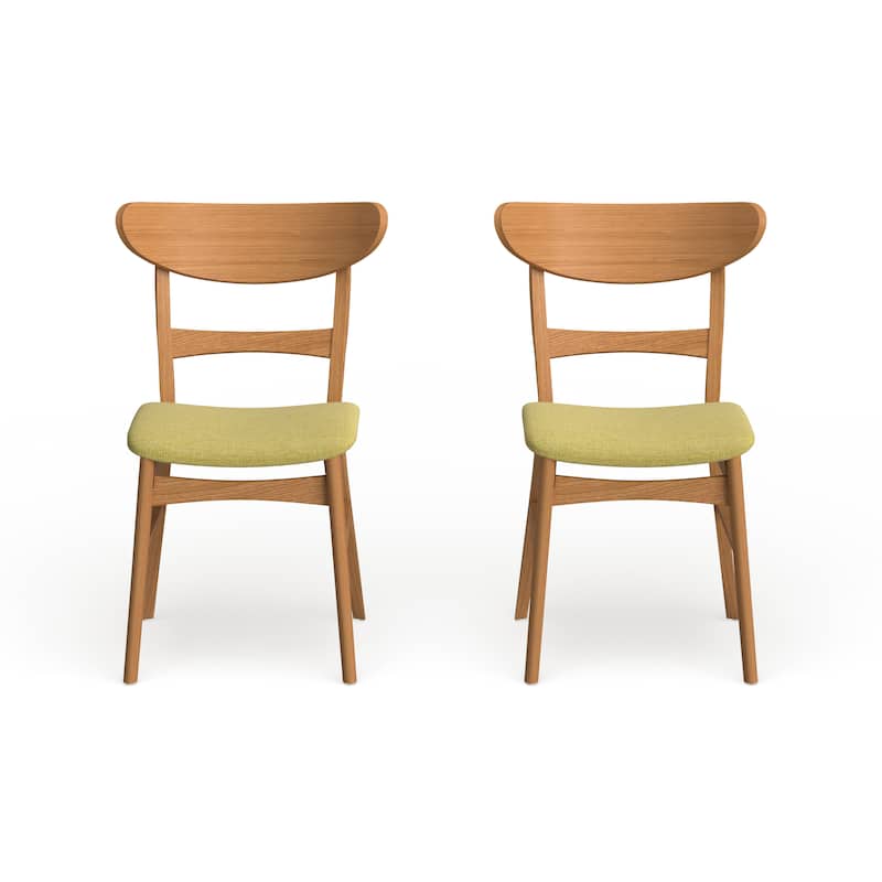 Abrielle Mid-Century Modern Upholstered Rubberwood Dining Chair (Set of 2) by Christopher Knight Home