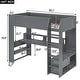 preview thumbnail 4 of 22, Gaming Loft Bed, Wood Loft Bed Frame with Built-in Desk, Multi-Storage Shelves, LED, Charging Station, Cabinets