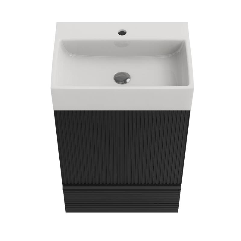 Small Bathroom Vanity with Sink, Fluted Bathroom Vanity with 1 Drawer, Bathroom Storage Cabinet with Soft-Close Door