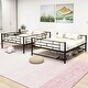 preview thumbnail 1 of 9, Black Steel Full Bunk Bed with Under Bed Shelf, Guardrails and Ladder