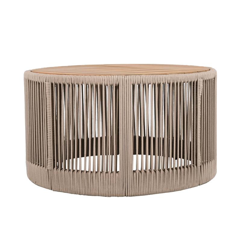 Rustic Industrial Table Set of 2,Coffee Table & Side Table with Woven Rope Design, Modern Functionality Stylish Table Set