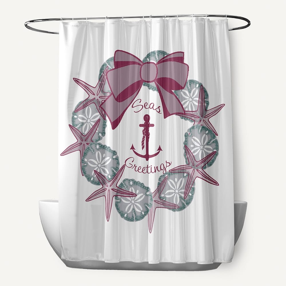 Seas and Greetings Wreath Shower Curtain