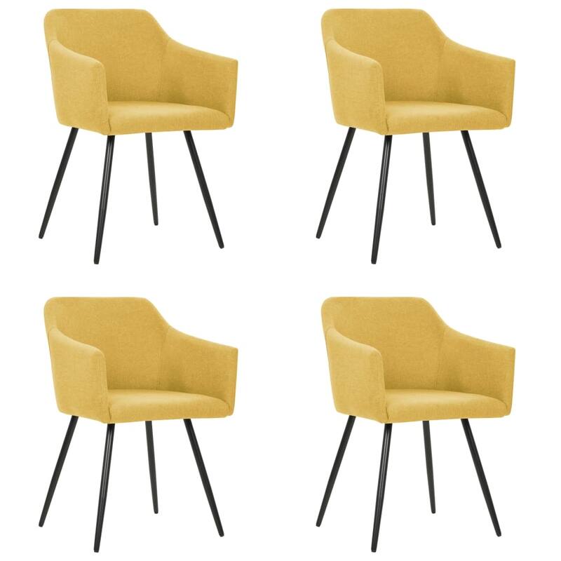 vidaXL Dining Chairs 4 pcs Yellow Fabric - 21.3" x 24.4" x 31.5"