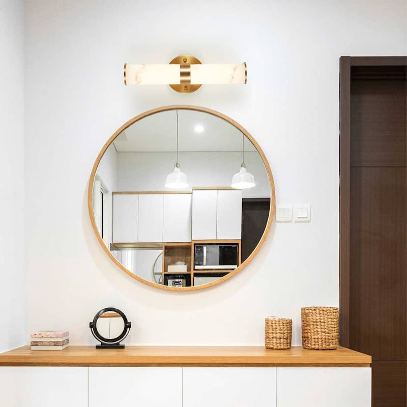 Golden and Elegant Resin Wall Sconce,Set of 2,Modern Vertical Light Fixture for Bathrooms, Hallways (Only Indoor)