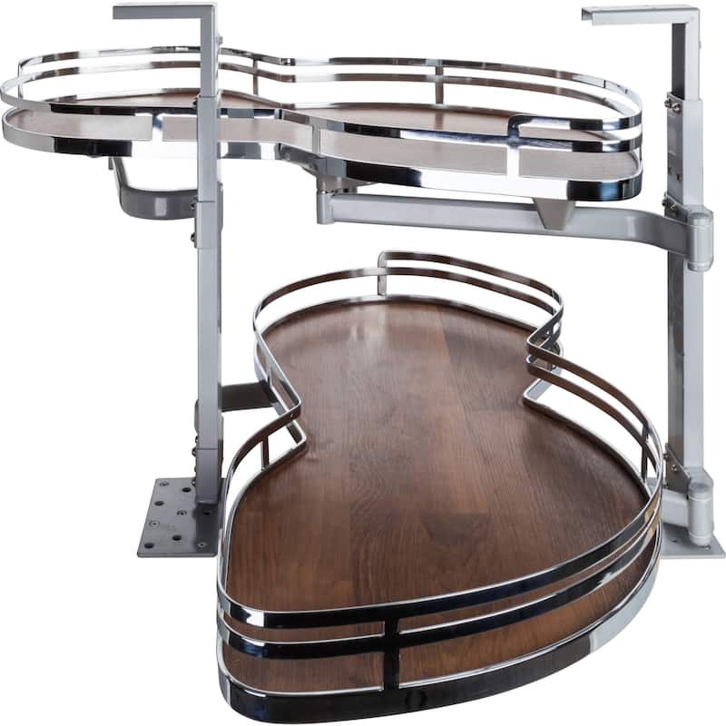 Hardware Resources Pull Out 2 Tier Blind Corner Kitchen Cabinet - Walnut / Polished Chrome