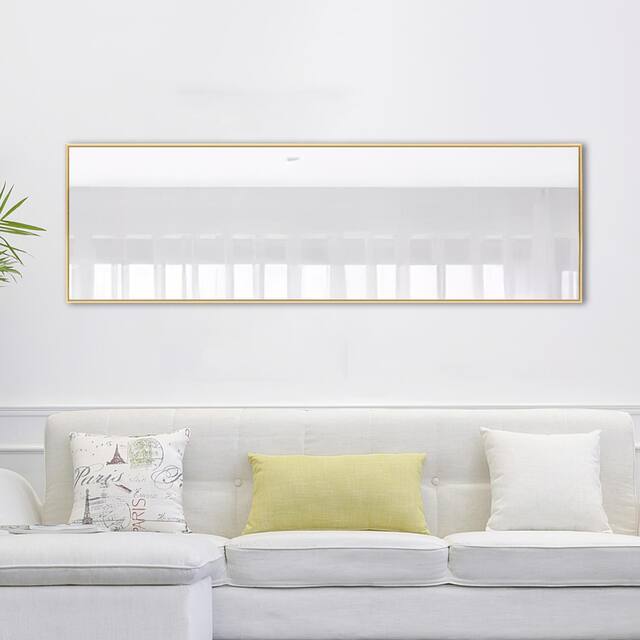Modern Sleek Metal Frame Full-length Hanging or Leaning Wall Mirror