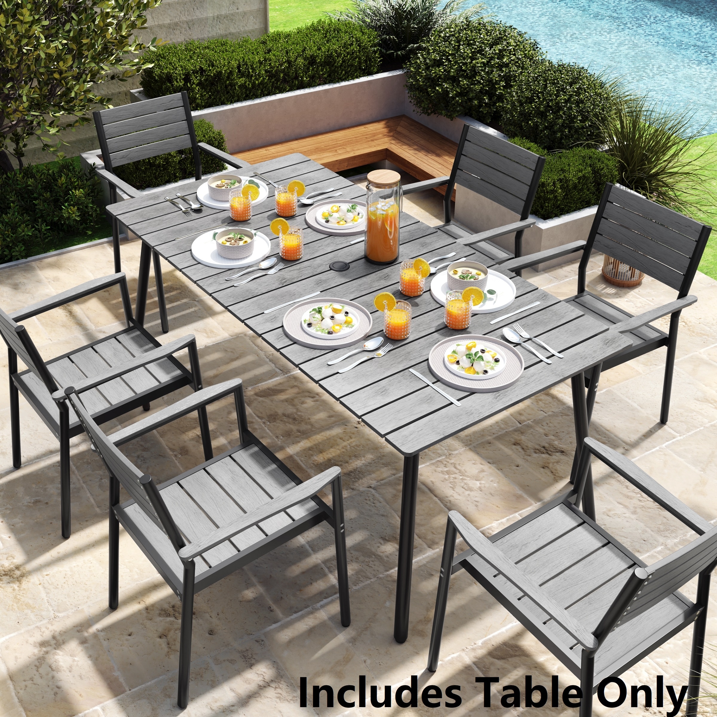 Pellebant Outdoor Aluminum Rectangular Dining Table