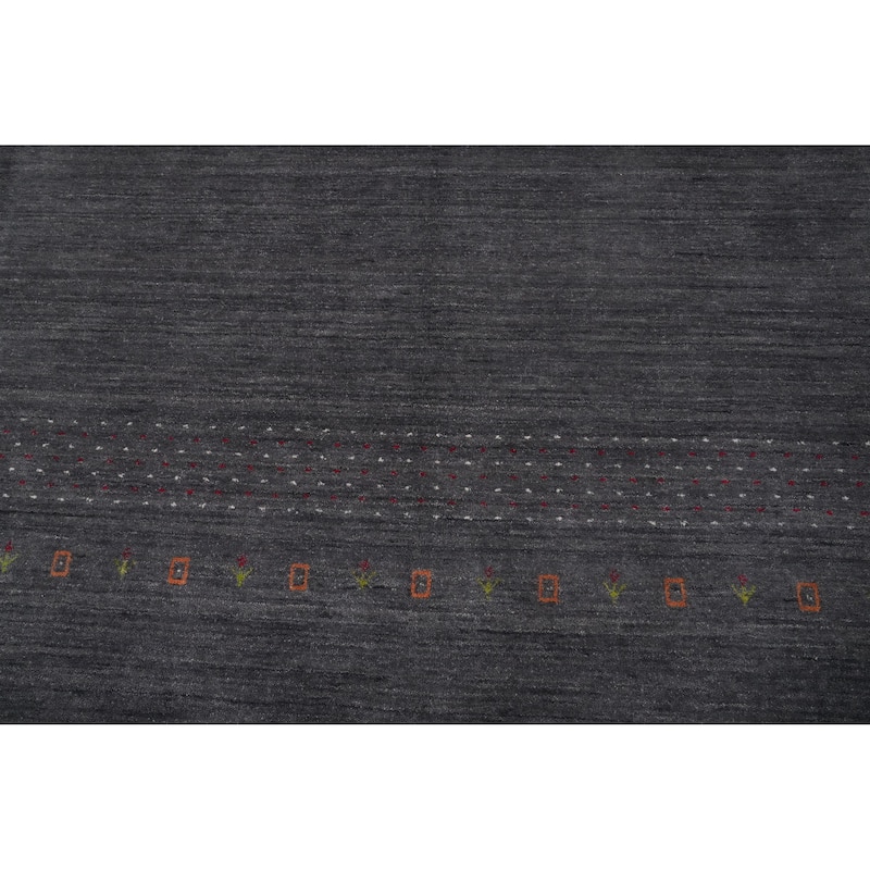 Hand Knotted Oriental 100% Wool Carpet Tribal Animal Pictorial Greys & Charcoal Gabbeh Area Rug - 9' 9'' X 10' 2''