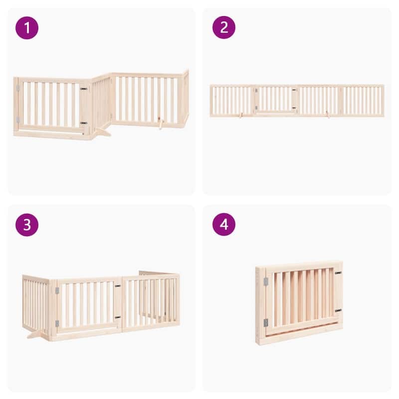 vidaXL Dog Gate Poplar wood Foldable Dog Gate Rectangular