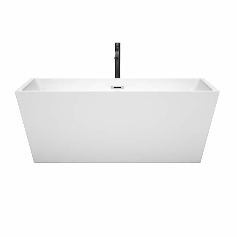 Wyndham Collection Sara 63-inch White Freestanding Soaking Bathtub