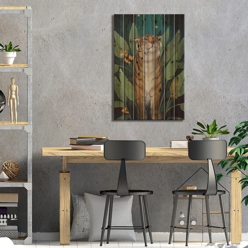 Tiger Grove Print On Wood by Laura Graves - Multi-Color
