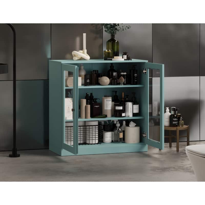 Palace Imports 100% Solid Wood 32" Bathroom Cabinet with Clear Glass Doors and Adjustable Shelves